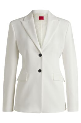 Blazer slim fit con botones en contraste, Blanco
