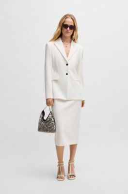 Blazer slim fit con botones en contraste, Blanco