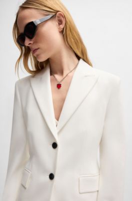 Blazer slim fit con botones en contraste, Blanco