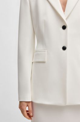 Blazer slim fit con botones en contraste, Blanco