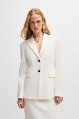 Blazer slim fit con botones en contraste, Blanco