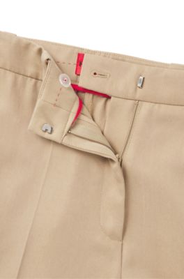 Regular-fit trousers with wide leg, Light Beige