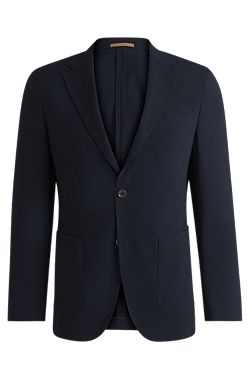 Slim-fit blazer in wool seersucker with silk