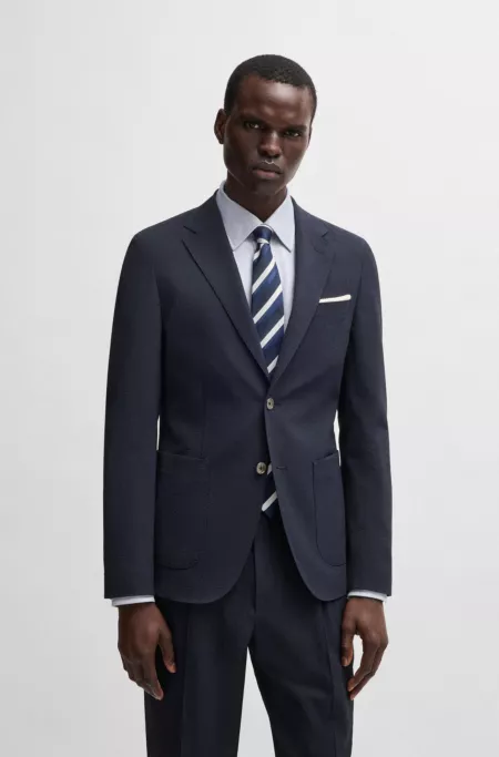 Slim-fit blazer in wool seersucker with silk