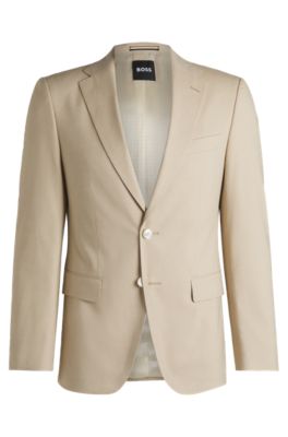 BOSS - Slim-fit blazer in stretch chiffon - Light Beige