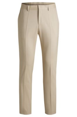 Pantalones formales de gasa el&aacute;stica, Beige claro