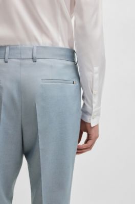 Pantalones formales de gasa el&aacute;stica, Celeste