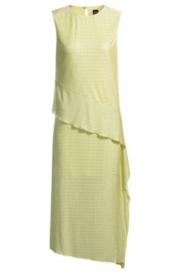 Pliss&eacute; dress with layered effect, Green