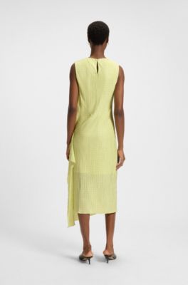 Pliss&eacute; dress with layered effect, Green