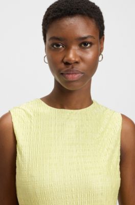 Pliss&eacute; dress with layered effect, Green