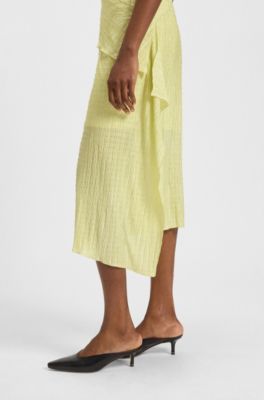 Pliss&eacute; dress with layered effect, Green