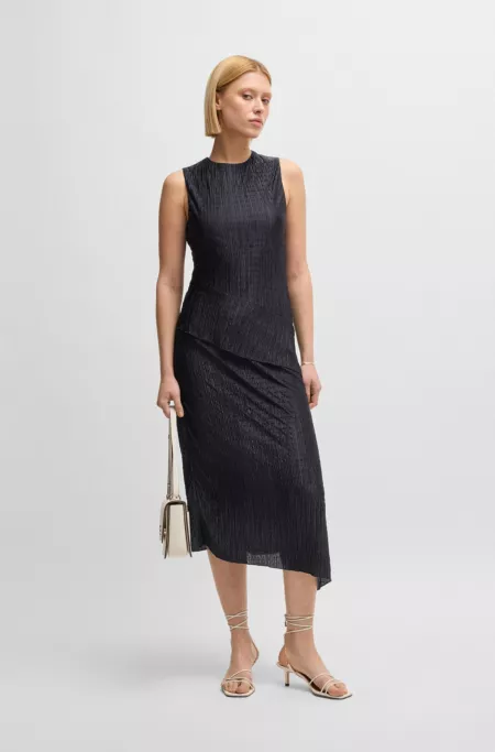 Plissé dress with layered effect