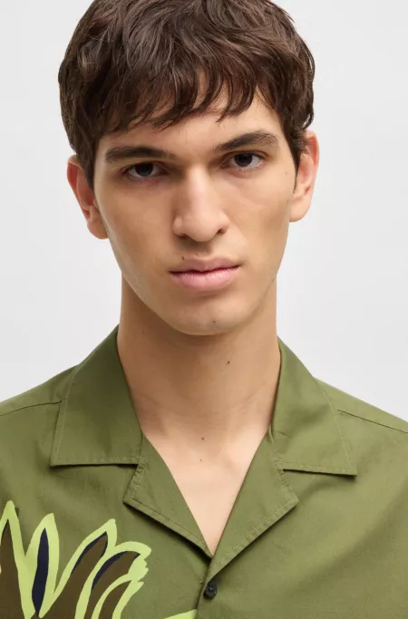 Relaxed-fit shirt in Italian-made floral-print cotton