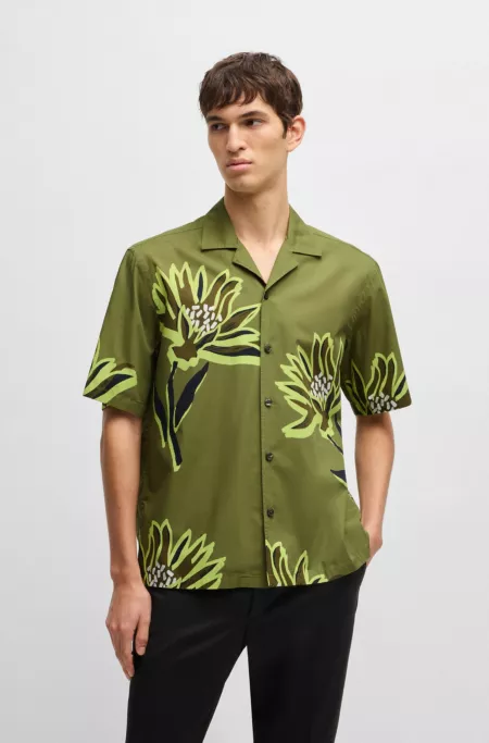 Relaxed-fit shirt in Italian-made floral-print cotton