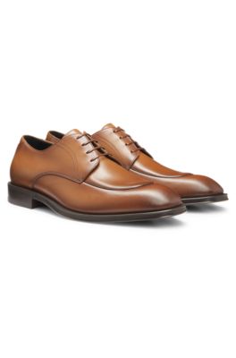 Leather Derby shoes with apron toe, Brown