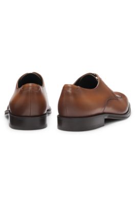 Leather Derby shoes with apron toe, Brown