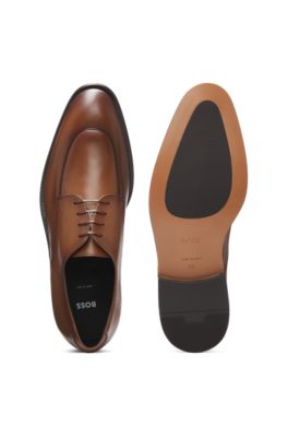 Leather Derby shoes with apron toe, Brown