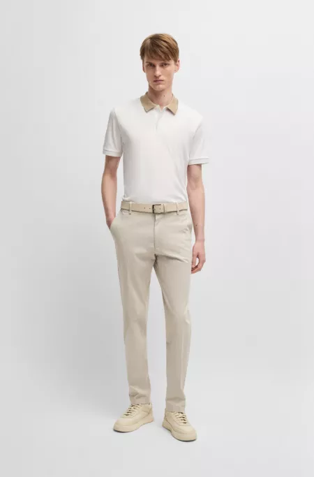 Regular-fit trousers in printed stretch cotton