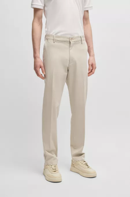 Regular-fit trousers in printed stretch cotton