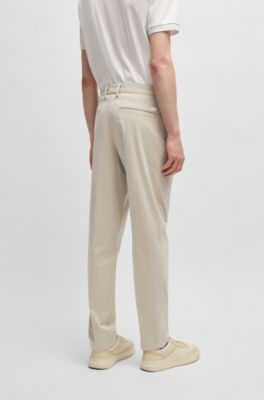Regular-fit trousers in printed stretch cotton, Light Beige