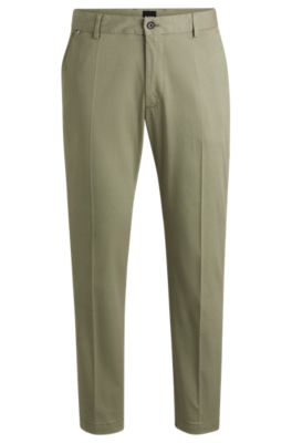 BOSS - Regular-fit trousers in printed stretch cotton - Green
