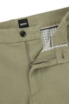 Regular-fit trousers in printed stretch cotton, Green