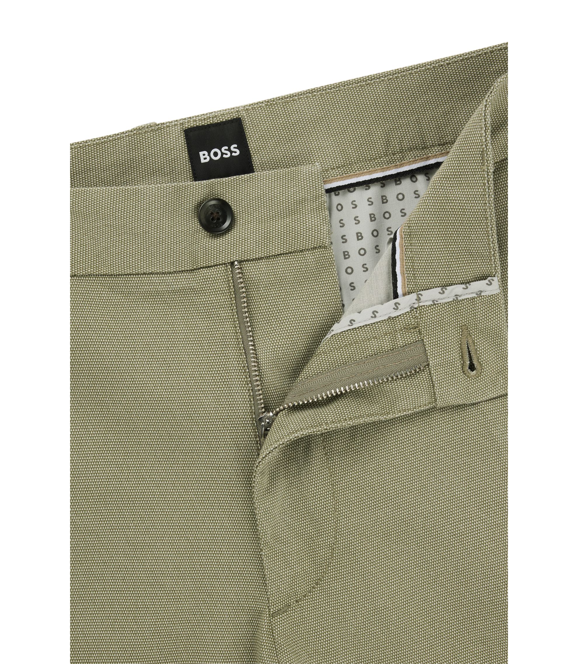 BOSS - Regular-fit trousers in printed stretch cotton - Green
