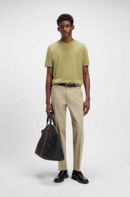 Regular-fit trousers in printed stretch cotton, Green