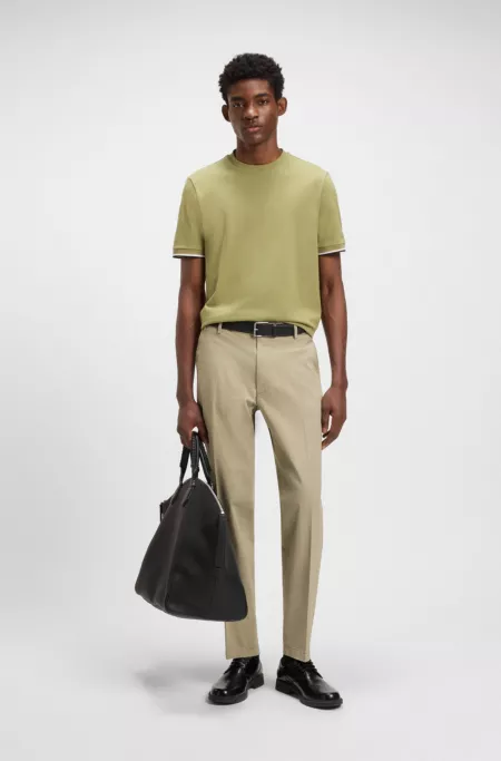 Regular-fit trousers in printed stretch cotton