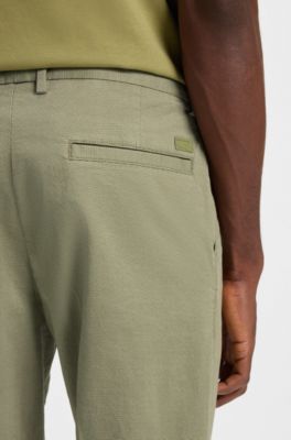 Regular-fit trousers in printed stretch cotton, Green