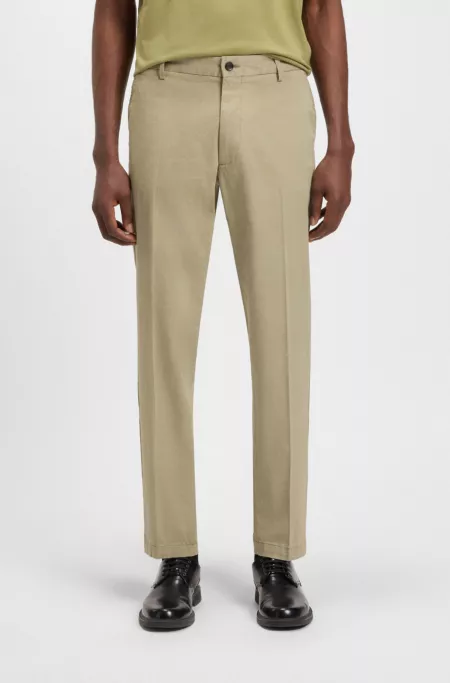 Regular-fit trousers in printed stretch cotton
