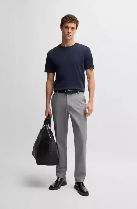 Regular-fit trousers in printed stretch cotton