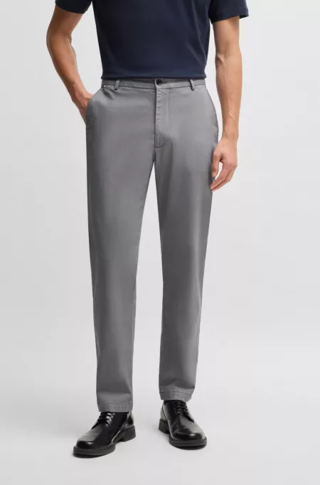 Regular-fit trousers in printed stretch cotton