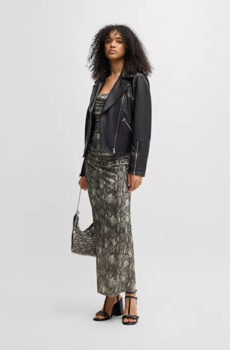 Corset-bodice dress with gathered mesh overlay