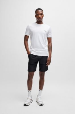 Slim-fit T-shirt with popcorn stripe fabric, White