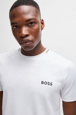 Slim-fit T-shirt with popcorn stripe fabric, White