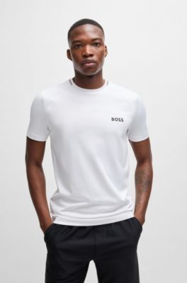 Slim-fit T-shirt with popcorn stripe fabric, White