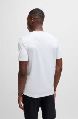 Slim-fit T-shirt with popcorn stripe fabric, White