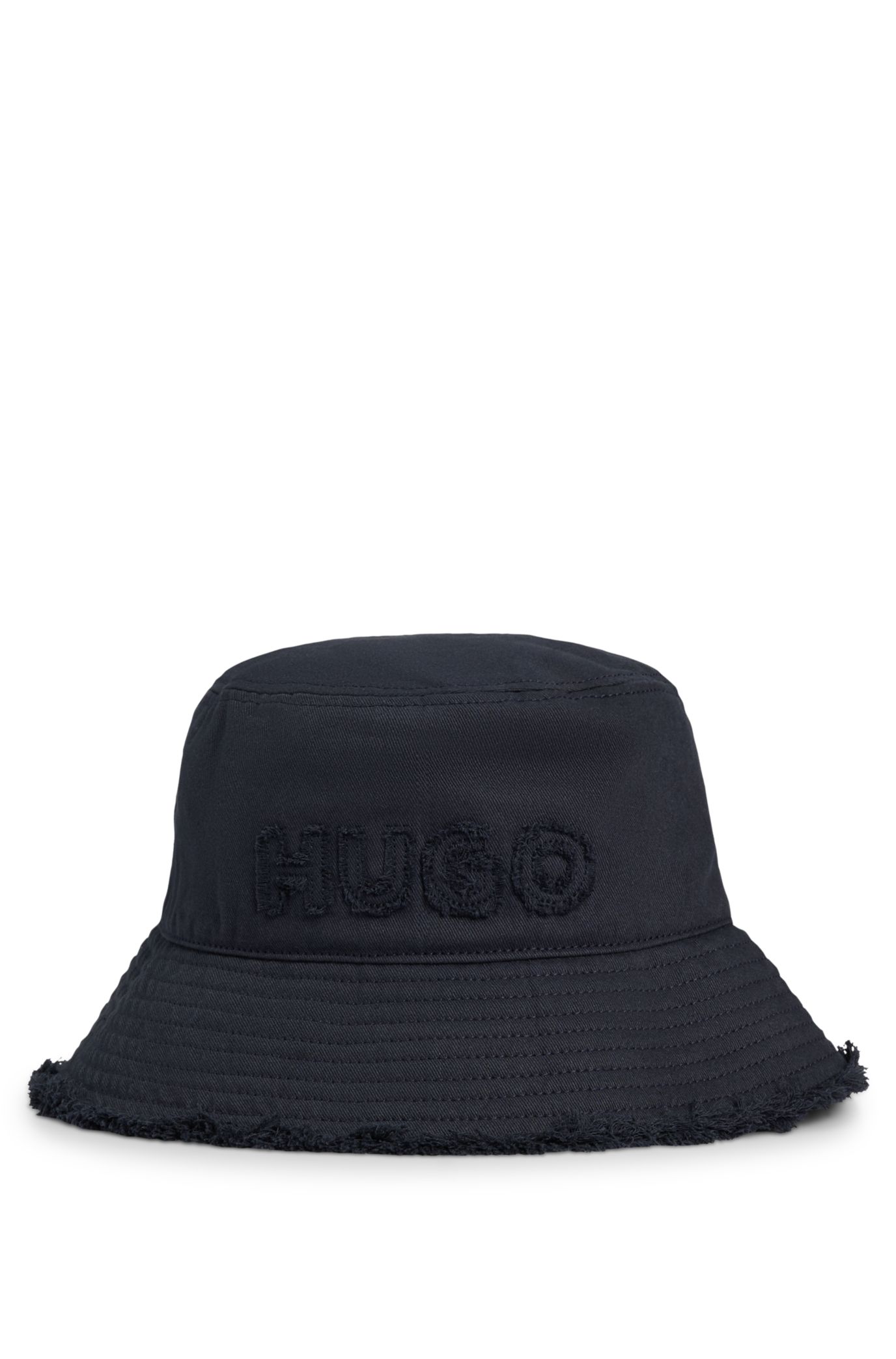 帽子 700fill / Walts Cotton Bucket Hat Black HUGO - Cotton bucket hat with logo and fringing - Black