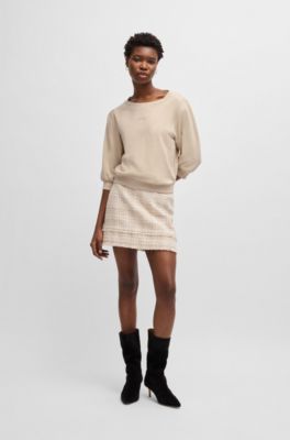 Cotton-terry sweatshirt with rear cut-out and bow