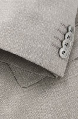 Slim-fit suit in patterned wool, Light Beige