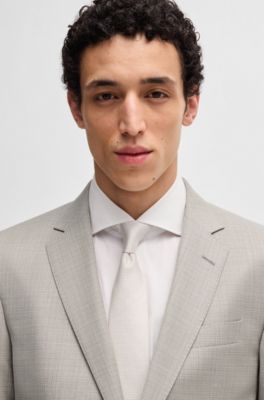 Slim-fit suit in patterned wool, Light Beige