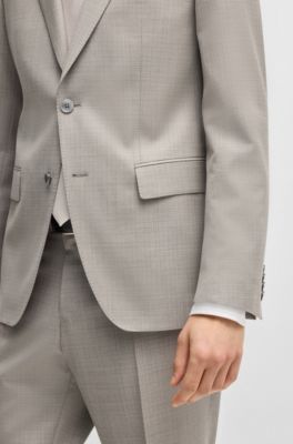 Slim-fit suit in patterned wool, Light Beige