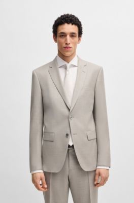 Slim-fit suit in patterned wool, Light Beige