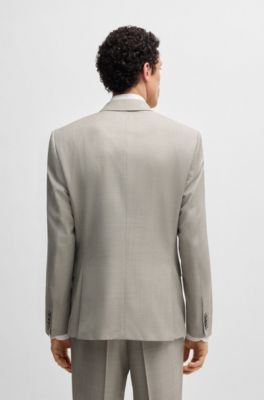 Slim-fit suit in patterned wool, Light Beige
