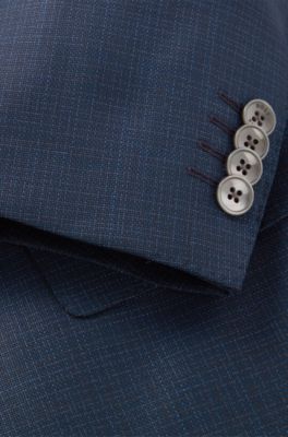 Slim-fit suit in patterned wool, Dark Blue