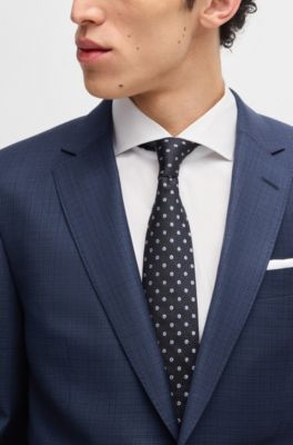 Slim-fit suit in patterned wool, Dark Blue