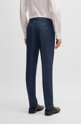 Slim-fit suit in patterned wool, Dark Blue