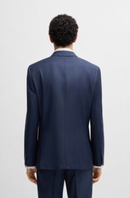 Slim-fit suit in patterned wool, Dark Blue