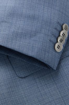 Slim-fit suit in patterned wool, Light Blue